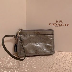 Coach Metallic and Silver Wristlet